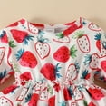 thumbnail image 6 of Odeerbi Girls Dress Baby Girls Clothes Toddler Kids Clothes Strawberry Long Sleeve Shirt Trousers Pants 2024 Casual Suit Red, 6 of 9