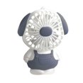 thumbnail image 1 of Mini ventilador de dibujos animados con carga USB, 2 velocidades, base antideslizante con cordón luminoso, ideal como regalo para estudiantes, diseño de perro gris., 1 of 5