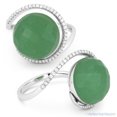 thumbnail image 1 of 8.45ct Checkerboard Round Green Aventurine & Round Cut Diamond Cocktail Ring in 14k White Gold, 1 of 3