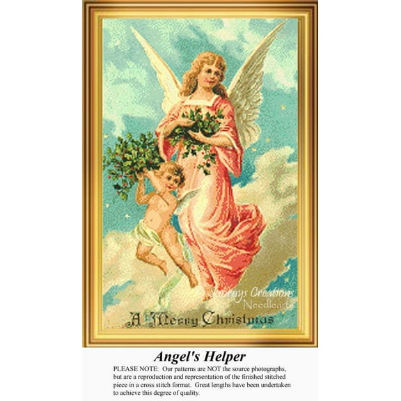Angel's Helper, Vintage Counted Cross Stitch Pattern (Pattern Only, You Provide the Floss and Fabric)