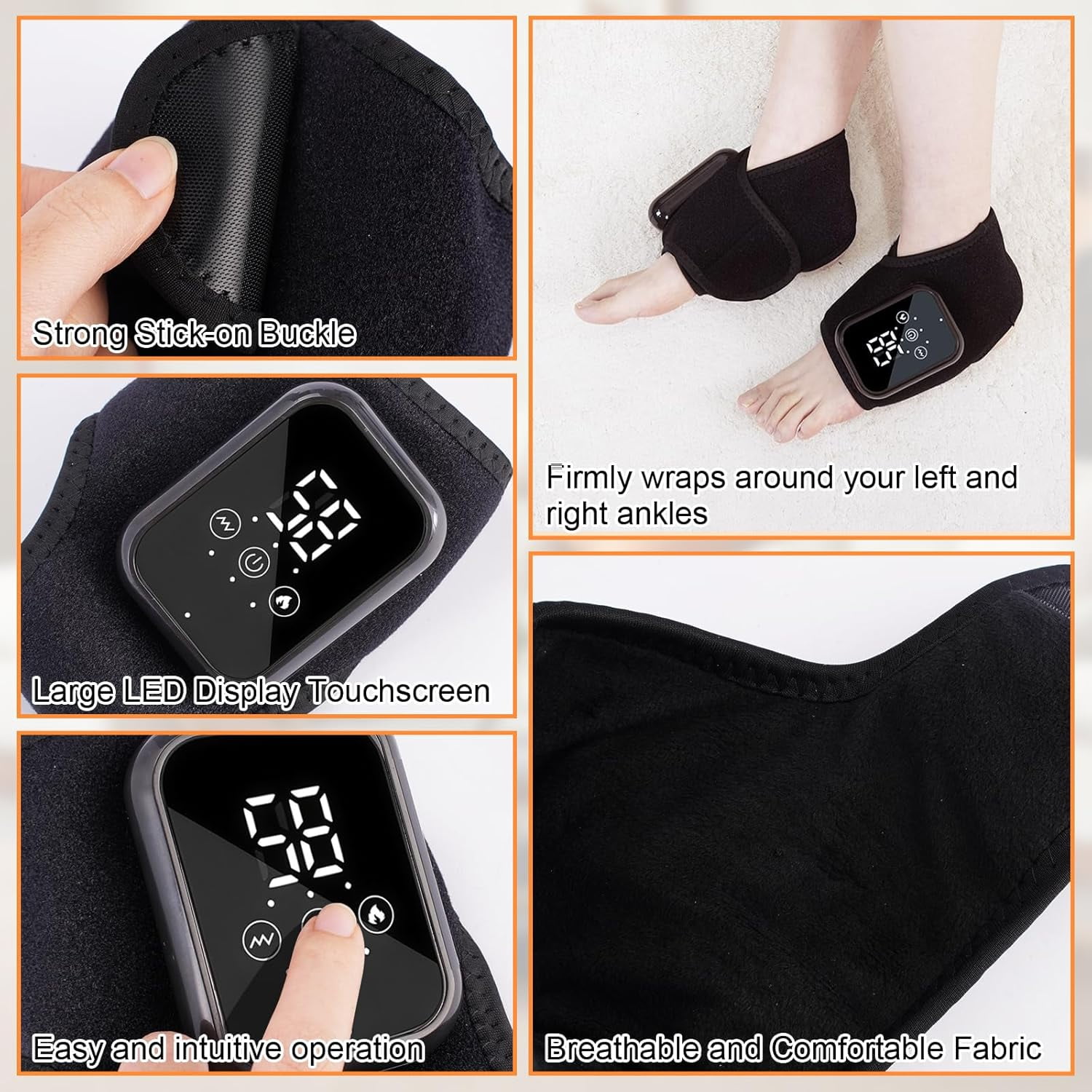 2PCS Foot Massager with Smart Timer, 3-in-1 Wire-Less Portable Vibrating Heated Feet Massagers for Neuropathy Pain Relief & Ankle Relaxation & Blood Circulation in Home Office Travel (Black)