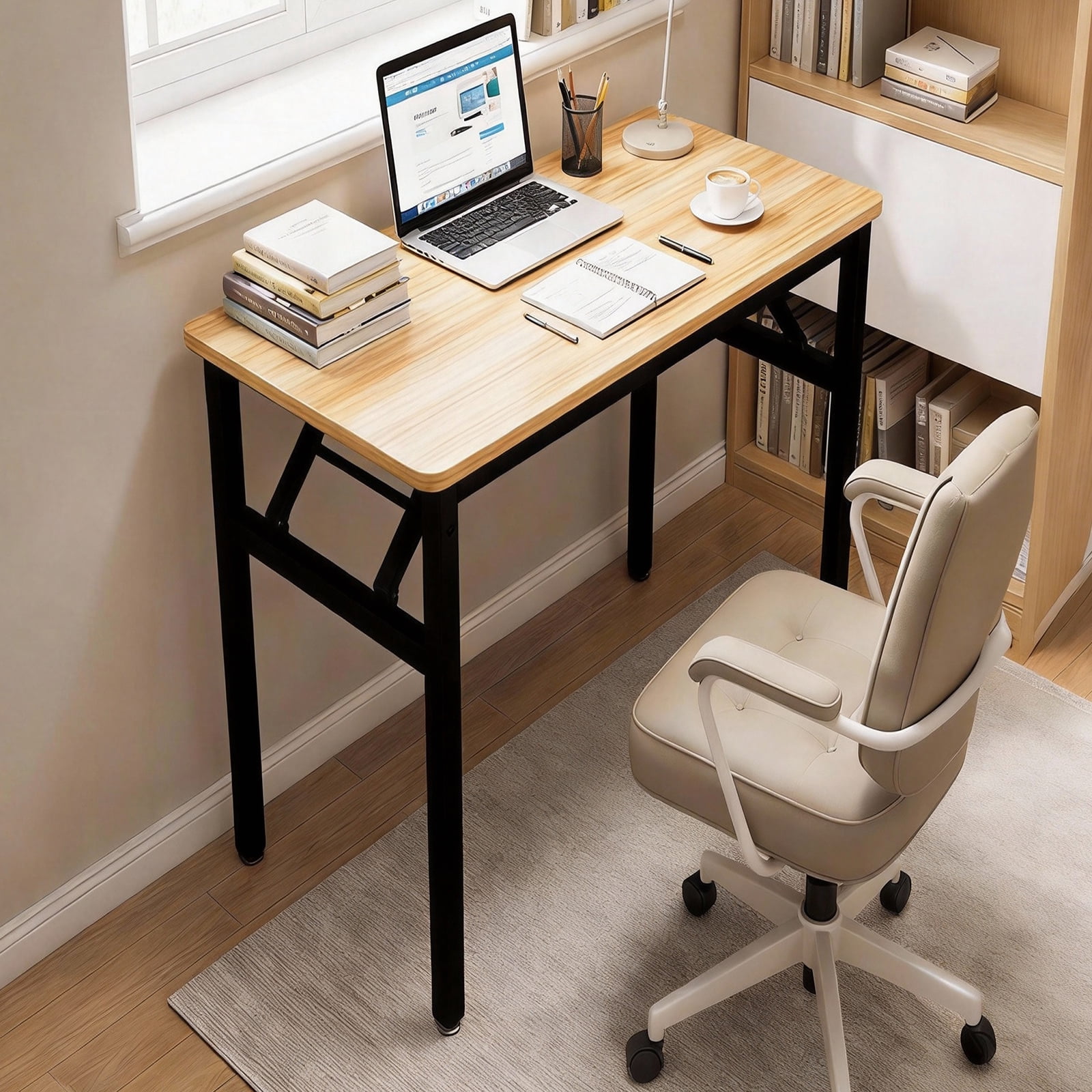 Ktaxon Folding Writing Computer Desk Home Office Study PC Writing Table, Oak & Black