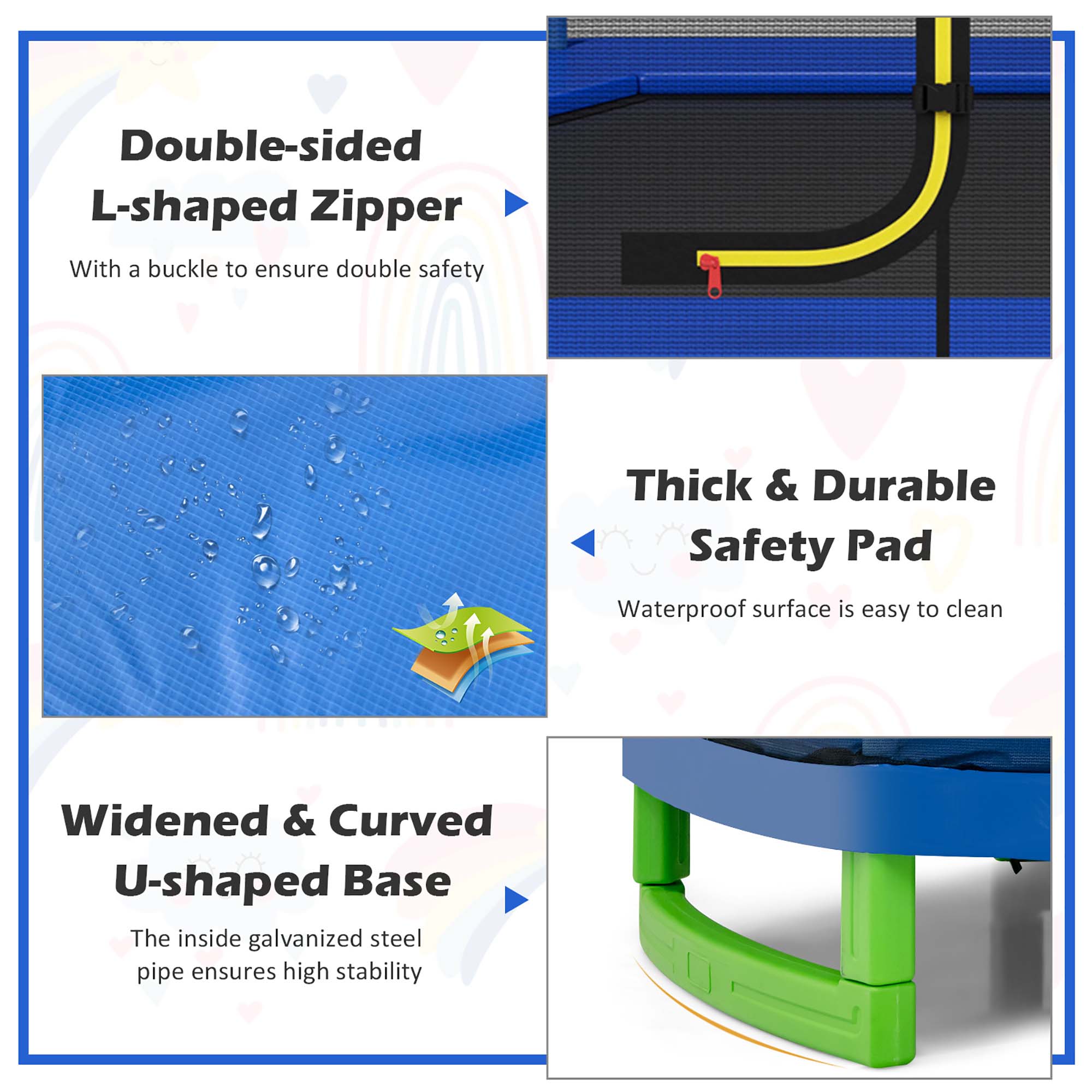 Costway 7 FT Kids Trampoline with Safety Enclosure Net Spring Pad Indoor Outdoor Heavy Duty Blue