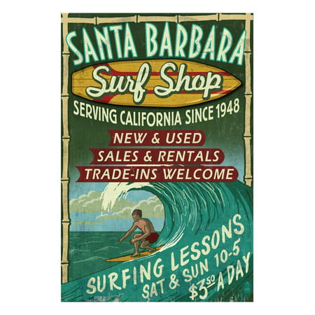 Santa Barbara, California - Surf Shop Print Wall Art By Lantern