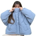 thumbnail image 2 of UPPADA Women Winter Jackets Thicken Warm Loose Turtleneck Puffer Coats Zipper Solid Oversized Overcoat Comfy Winter Trendy Clothes Blue,S Winter Coat for Women, 2 of 8