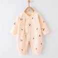 thumbnail image 2 of Odeerbi Baby Boys Girls Clothes Soft Cotton Rompers Spring Fall Cartoon Print Jumpsuits Baby Long Sleeve Printed Solid Color Onesie Round Neck Bodysuit Orange, 2 of 3