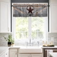 thumbnail image 4 of Kitchen Curtains and Valances Set, 3 Pieces Rod Pocket Tier Curtains Farm Country Star on Wooden Door Small Window Valance Sets Treatment Drapes Rural Wood Barn, 4 of 6