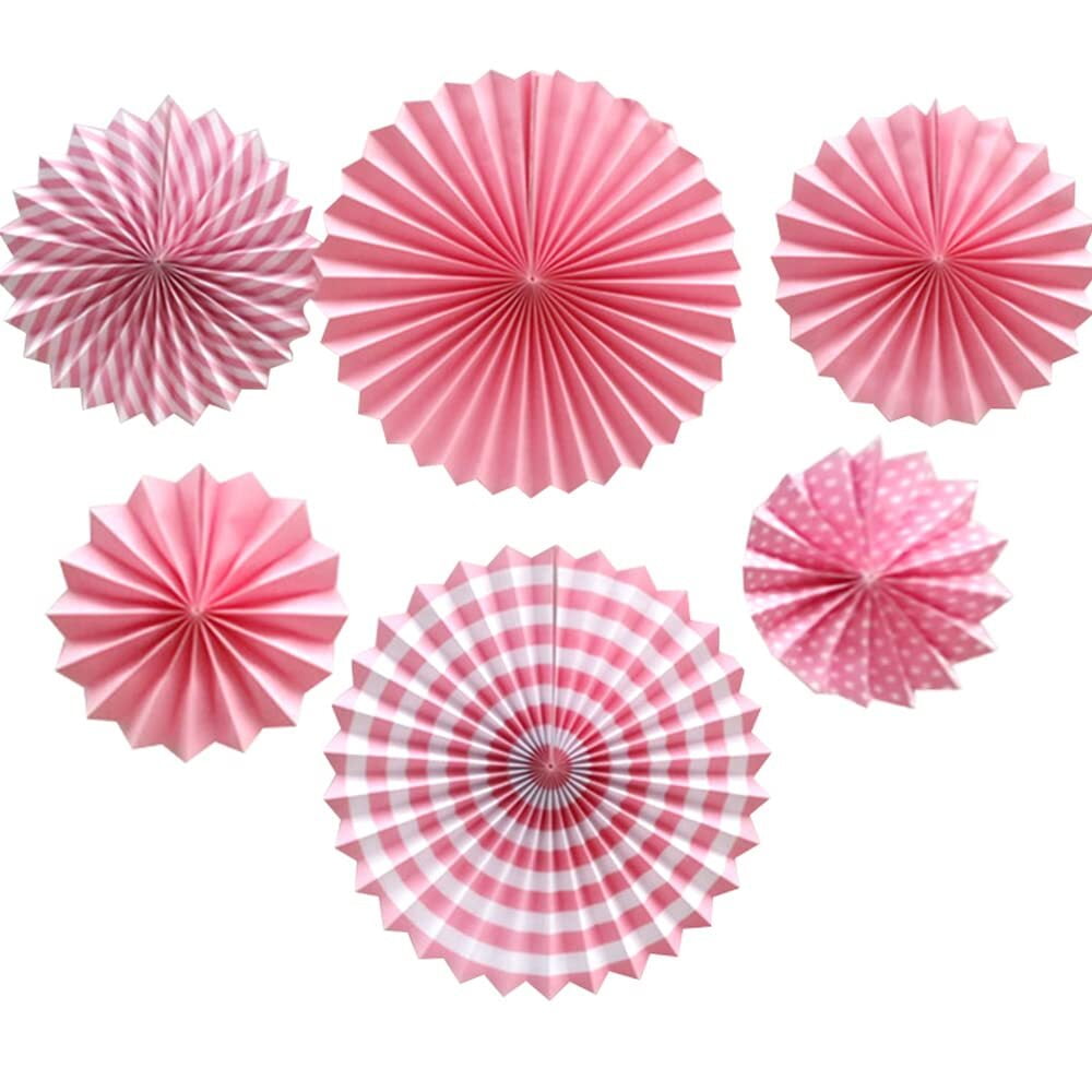 6 PCS Hanging Paper Fan Decorations, Paper Fan Flower for Wedding