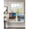 thumbnail image 2 of Sheer Curtains 45 Inch Length 2 Panels Set for Kitchen, Blue Brown Semi Sheer Curtains for Windows, Ombre Abstract Street Art Mottled Texture Voile Window Treatments Rod Pocket Curtain, 2 of 7