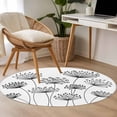 thumbnail image 4 of Small Round Rug 3Ft Washable Non-Slip, Black Dandelion Circle Area Rugs for Living Room Bedroom, Country Modern Minimalist Flower Indoor Floor Mats Carpet Runner for Home Decor, 4 of 8