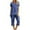 Blue, variant on Lovskoo 2024 Women's Two Piece Pajamas Set Crewneck Short Sleeve Nightwear with Capri Pants Sleepwear Lounge Sets Dark Blue