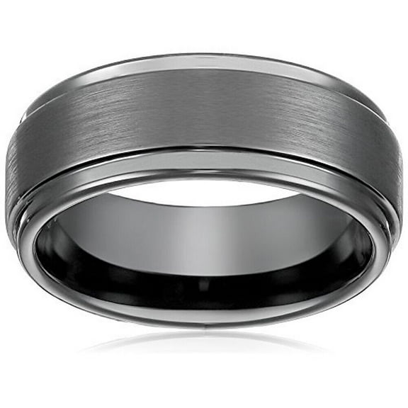 Wedding Rings For Men or Women. 8mm Black Matte Tungsten Wedding Band.
