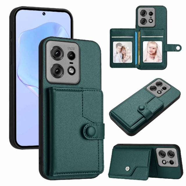FOXDOCK Étui pour Moto Edge 50 Pro Porte-Cartes anti-Rfid - Design Élégant avec Fermeture à Boutons