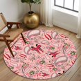 thumbnail image 2 of Round Rugs 5Ft, Boho Pink Floral Round Area Rug Washable Indoor Throw Carpet, Farmhouse Botanical Vintage Paisley Flower Soft Non Slip Circle Rug for Cabinet Bathroom Home Decor Aesthetic, 2 of 8