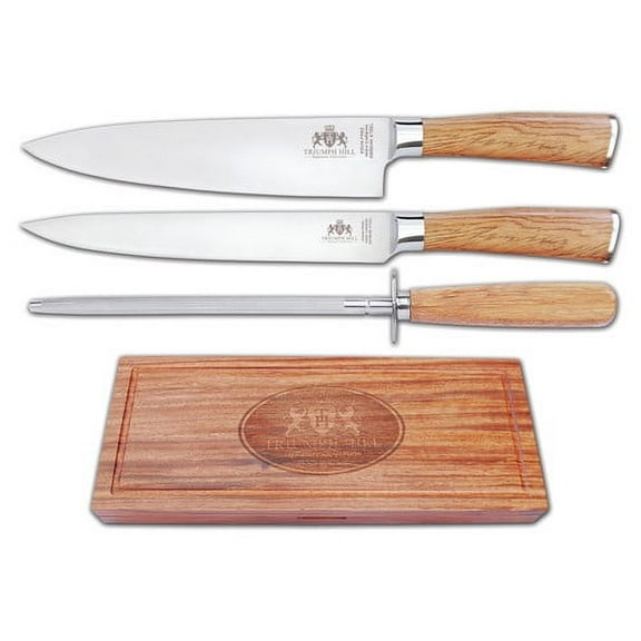 4-pc Exclusive Cutlery Knife Set with Sharpening Tool & Cutting Board