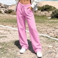 thumbnail image 4 of qolati Wide Leg Sweatpants for Women Lightweight Casual Low Rised Baggy Sweatpants Y2k Drawstring Fleece Lined Lounge Pants with Pockets, S-3XL, 4 of 8