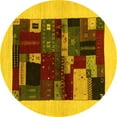thumbnail image 1 of Ahgly Company Machine Washable Indoor Round Abstract Yellow Contemporary Area Rugs, 6' Round, 1 of 4