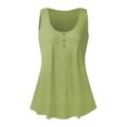 thumbnail image 4 of Ydkzymd Workout Tank Tops for Women with Shelf Bra and Workout Sayings Green Flowy Lounge Henley Tunics Button Up Cute Plus Size T Shirts Sleeveless Solid Color Fashion Blouses Green L, 4 of 7