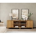 thumbnail image 2 of 71" Wide TV Stand Cabinet for 75+ Inches TVs, Modern Wood Low Media Console with Door & Shelves, Dark Brown, 2 of 6