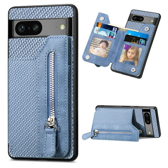 Wallet Phone Case for Google Pixel 8 Pro 6.7", Premium Leather TPU Back Cover Shockproof Protective Cards Holder Kickstand Wallet Case Cover for Google Pixel 8 Pro 2023, Blue