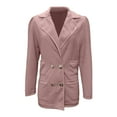 thumbnail image 4 of Duoif Womens Blazer Women's Textured Casual Top Long Sleeved Jacket Autumn and Winter Suit Striped Jacket Blazers for Women Business Casual Pink S, 4 of 5