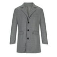 thumbnail image 4 of New Fall Faves Men Winter Turndown Single-Breasted Windbreaker Coat Work Uniform Dressy Big & Tall Long Jacket Overcoat,Gray,M, 4 of 6
