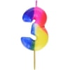 Kole Imports Numeral 3 Tie Dye Birthday Pick Candle