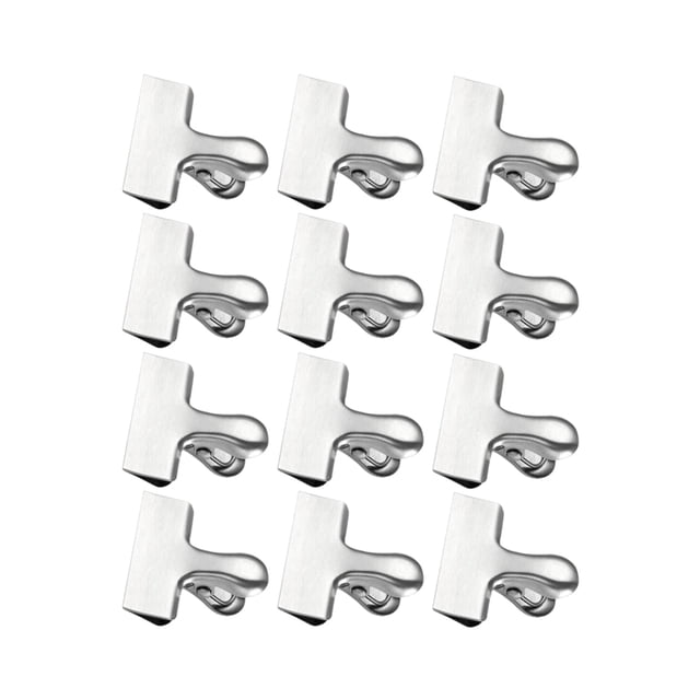 Inteprter 12x Clips de bolsa de virutas de metal Solución de sellado conveniente y versátil Clip de sellado de amplia aplicación Almacenamiento y organización del hogar trompeta 4*4cm