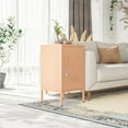 thumbnail image 2 of Single door End Table 2 Tier Narrow Side Table with Metal Frame Multifunctional Home Table Easy to Assemble Adjustable partitions Single Door Coffee Table Pink Size: 27.55”H X 13.78”W X 14.96”D, 2 of 6