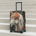 thumbnail image 4 of Salouo Vintage Floral White Horse Pattern Travel Dust-proof Suitcase Cover, Softside Suitcase Protector Luggage Cover Protector for 18-32inch ,Not Included Suitcase, 4 of 8