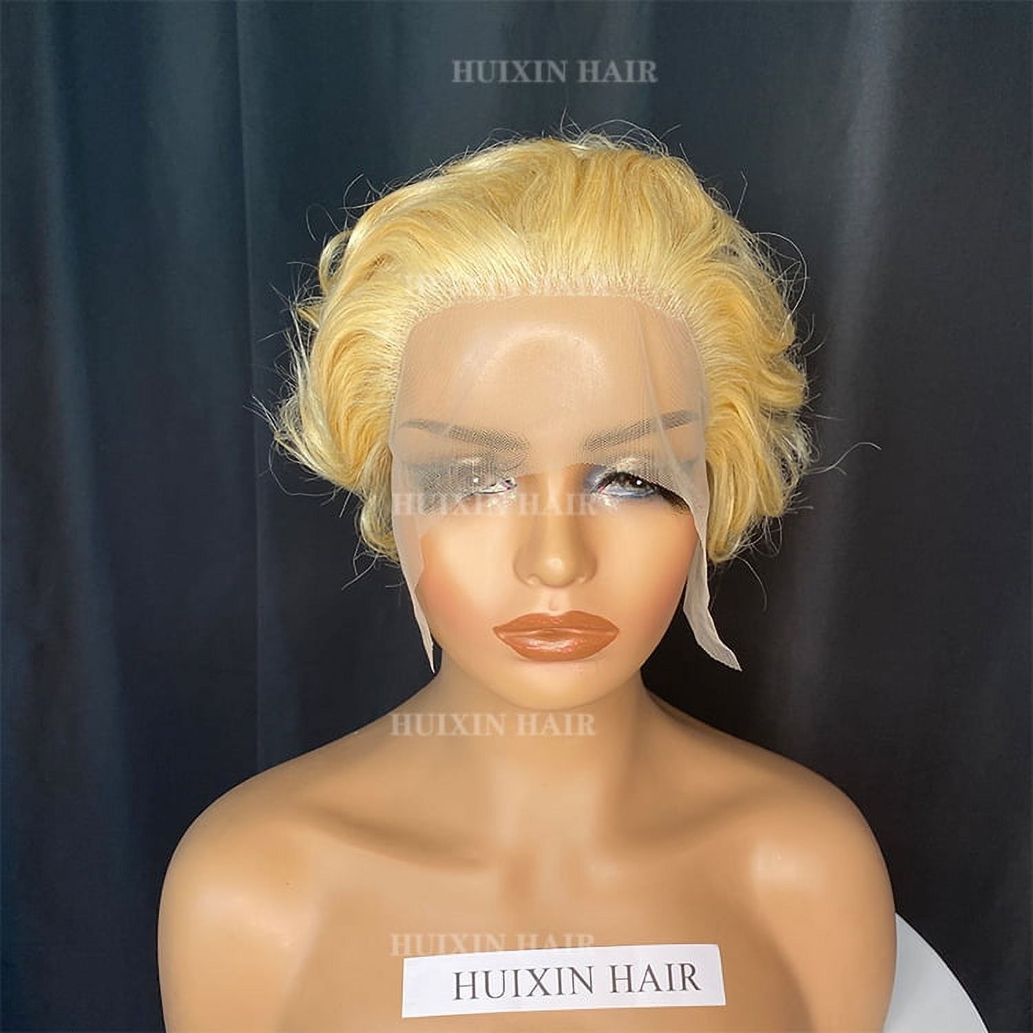 Huixin Hair 13x1 Pixie Cut With Blonde Color Short Human Hair Curl Wig