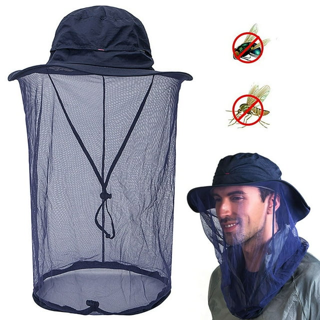 MesaSe Unisex Mosquito Insect Bee Net Mesh Head Face Protector Fishing Hunting Hat Sapphire Blue