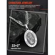 FaithHeart Saint/St. Christopher Pendant Necklace for Men Women Stainless Steel Catholic Christian Patron Oval Medal Blessings Amulet Silver Men Jewelry Gift for Boyfriend Husband Birthday