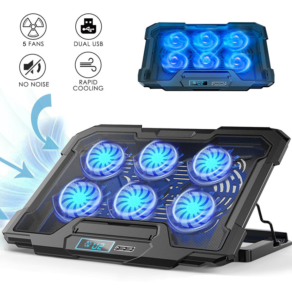 Portable Laptop Cooling Pad with 6 Quiet Led Fans for 1116 Inch Laptop