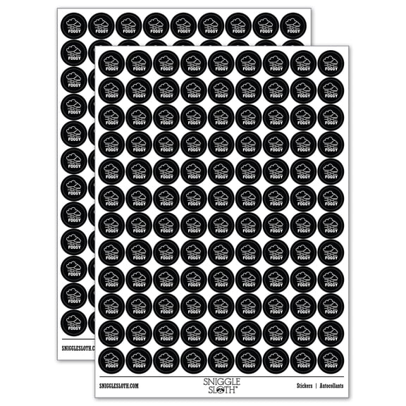 Foggy Fog Weather Day Planning 200  Round Stickers - Black - Gloss Finish - 0.50" Size