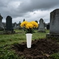 thumbnail image 4 of Outdoor Plastic Flower Vase with Built-In Stake, Weather-Resistant, Shatterproof Polyethylene, White and Green, 31 cm x 10 cm for Garden, Memorial, and Patio Use, 4 of 6