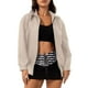 thumbnail image 2 of Chaquetas y abrigos de piel sintética de manga larga sin capucha para mujer, de moda, de color liso, con cuello vuelto, cremallera, capucha y sin bolsillo, chaqueta de piel para mujer, parte superior, 2 of 9