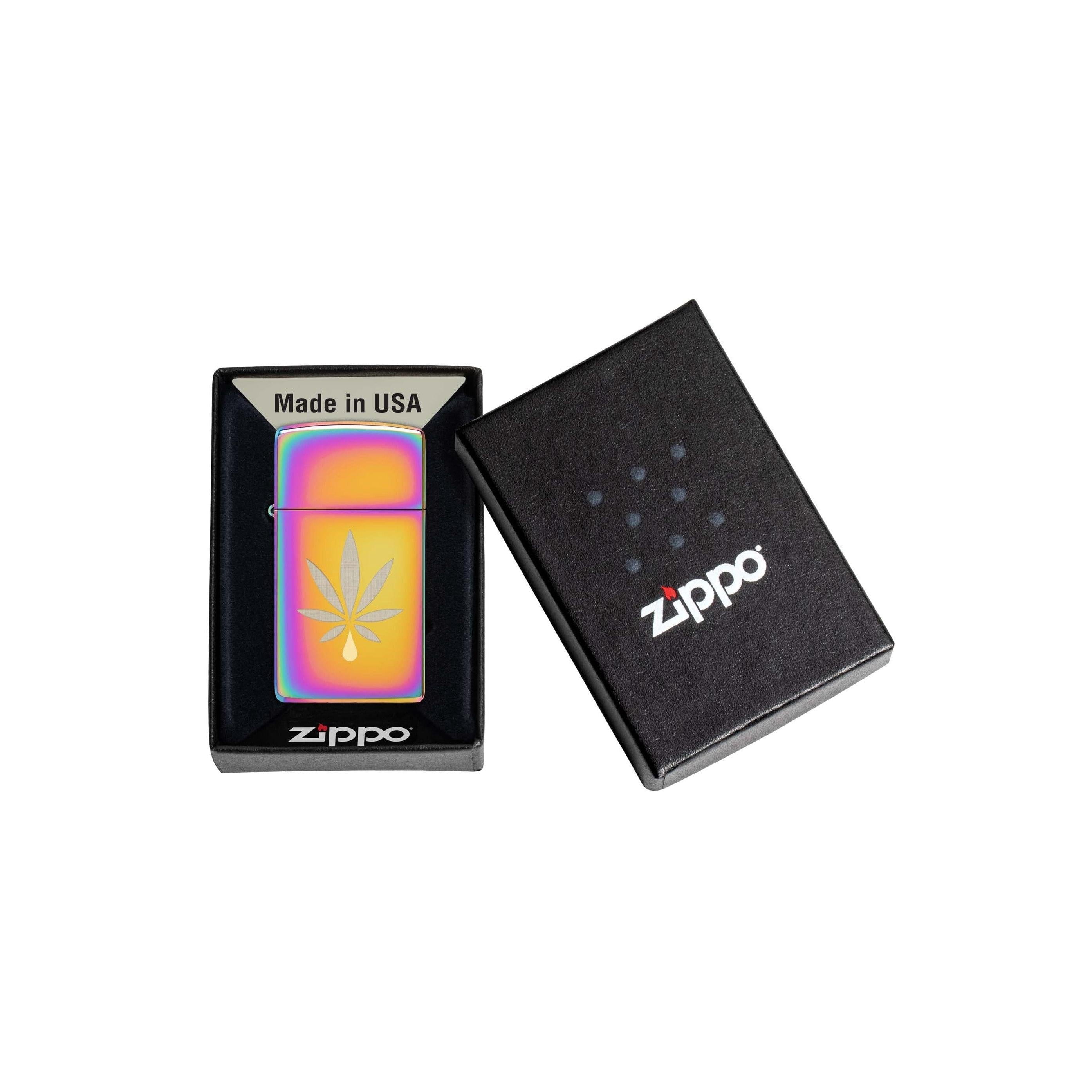 Zippo Cannabis Leaf Design Slim Multi Color Pocket Lighter