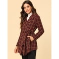 thumbnail image 3 of INSPIRE CHIC Manteau Court Ouvert à Carreaux pour Femme à Col Rabattu et Ourlet Asymétrique, 3 of 6