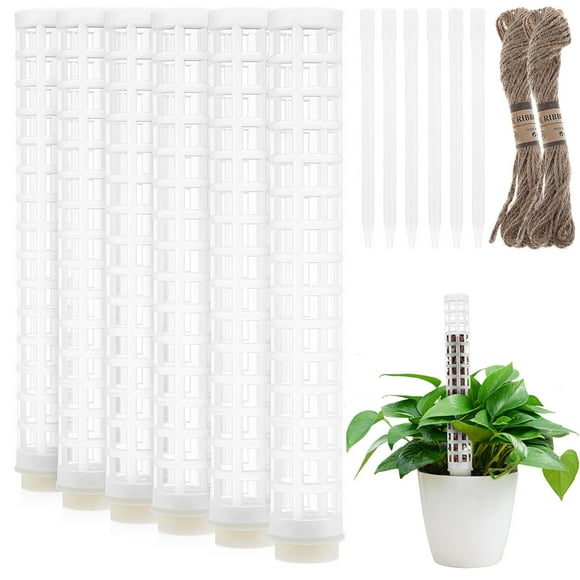 6 Pcs Moss Poles Plastic Moss Poles with Ropes for Monstera Climbing Plants