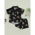 thumbnail image 2 of Wassery Baby Boys Summer Outfits Bear Print Short Sleeve Shirt Lapel Neck Tops and Elastic Shorts 2Pcs Toddler Casual Clothes Set 6M-4T, 2 of 9