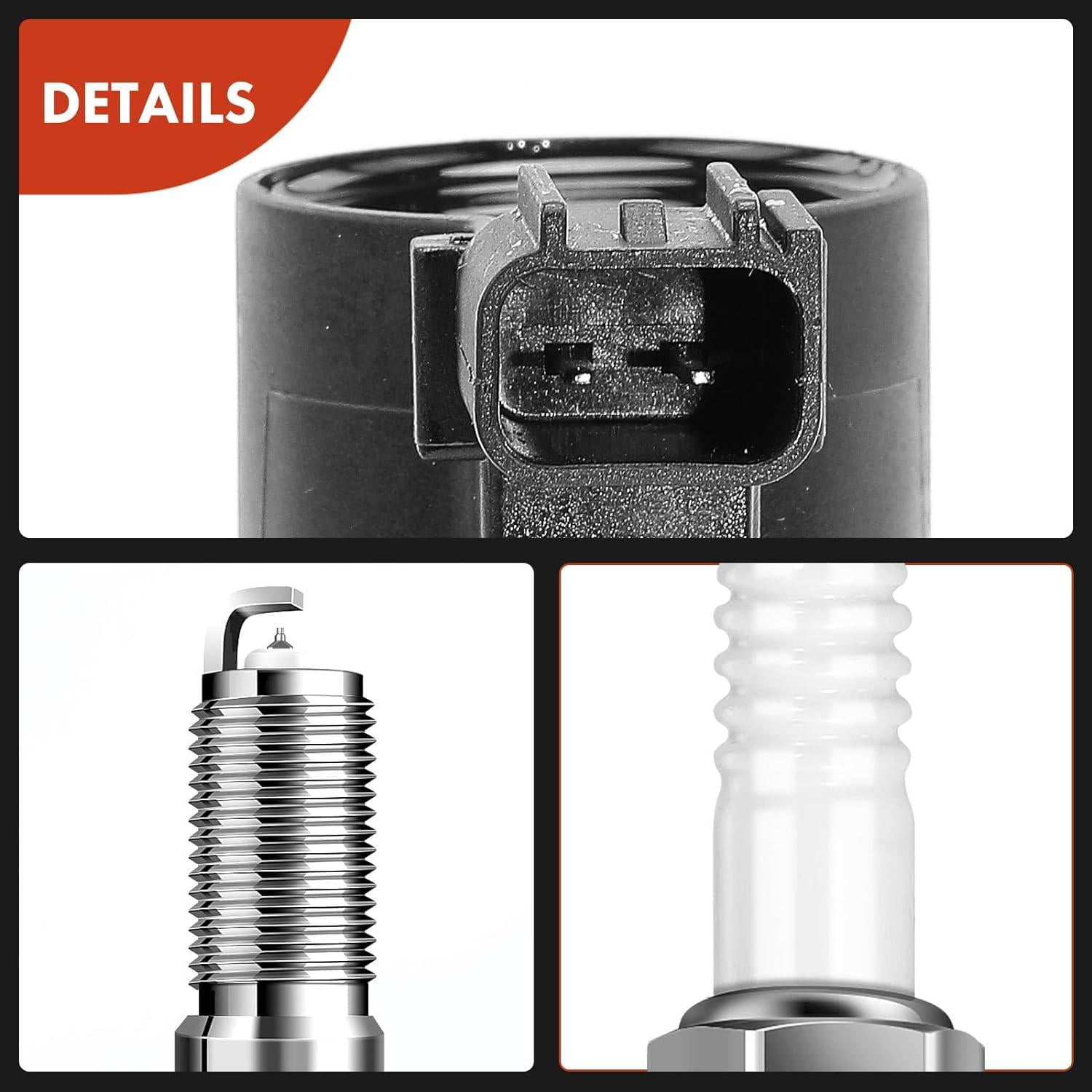 A-Premium Set of 4 Ignition Coil Pack and Iridium Spark Plugs Compatible with Ford Escape, Fusion, C-Max, Police Responder Hybrid, Lincoln MKZ