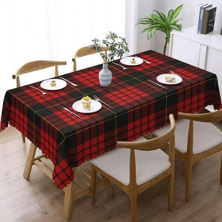

Rectangle Table Cloth MacQueen Tartan Red and Black Plaid Resistant Washable Tablecloth Decorative Table Cover for Dining Indoor and Outdoor