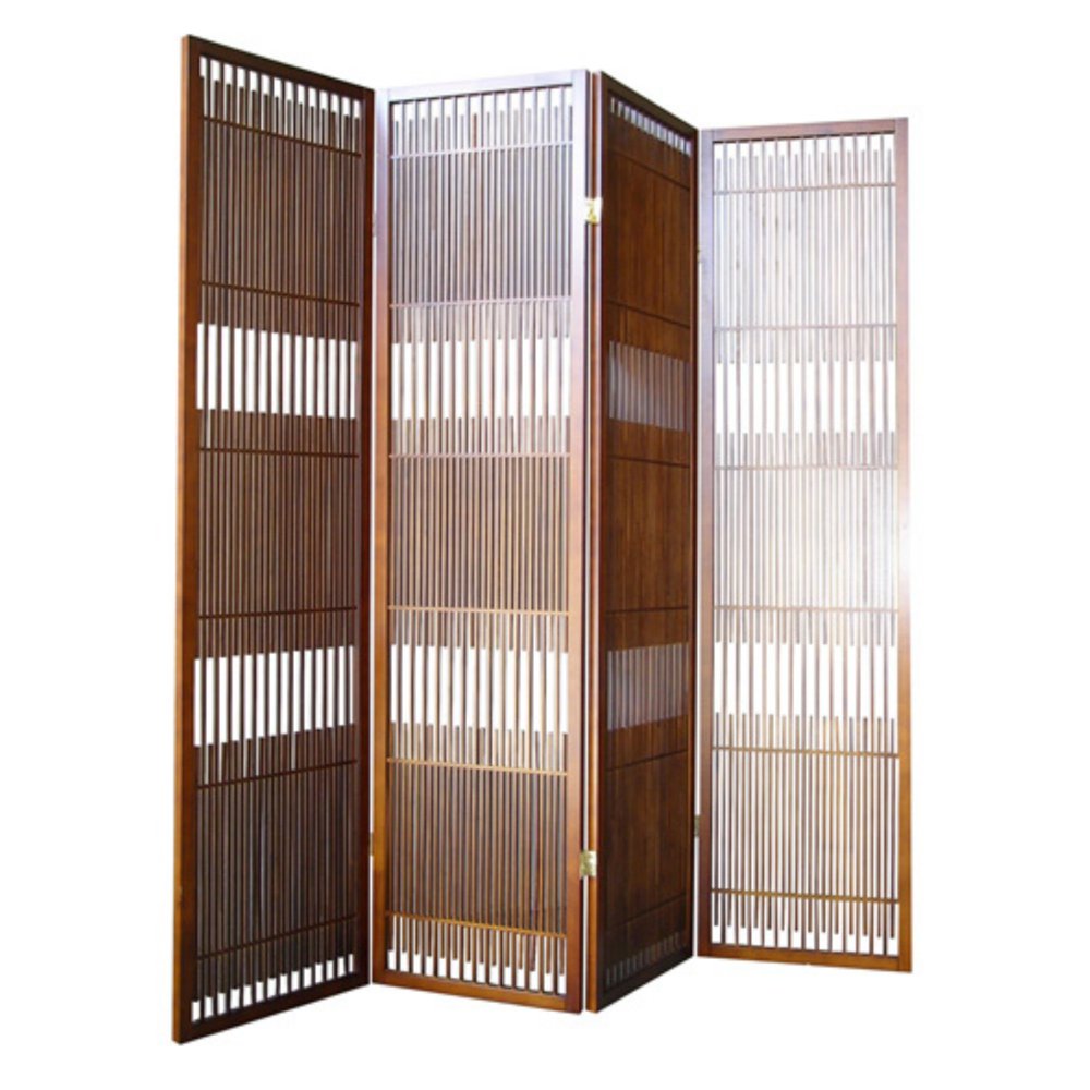 ORE International 4 Panel Wooden Room Divider, Walnut