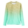 thumbnail image 4 of Womens Tops 3/4 Sleeve Round Neck Easter Printed Casual T-shirt Green L, 4 of 4