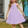 thumbnail image 4 of FAHXNVB Girls Sleeveless Dress Kids Crewneck Button Tiered Swing A-Line Flowy Sundress Summer Fashion Casual Graphic Print Beach Dress Outfit 2-12 Years, 4 of 7
