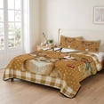 thumbnail image 2 of Quilts Queen Size Bedding Set, Christmas Elk Lightweight Quilted Comforter, Xmas Ball Botanical Brown Checked Polka Dot Soft Reversible Bedspread Coverlet with Pillow Covers for All Season, 90" x 96", 2 of 9