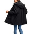 thumbnail image 5 of BADHUB Women's Waterproof Windbreaker 2025 Mid-Long Outdoor Hooded Raincoat Loose Windproof Hiking Trench Jacket Black XL, 5 of 9