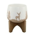 thumbnail image 5 of Flora Bunda CT880E-WH 6.75 Ceramic XMAS Planter on wood Stand,White, 5 of 5