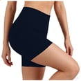 thumbnail image 4 of Mifsaly Biker Shorts Women Tummy Control High Waisted Yoga Shorts with Pockets See-Through Squat Proof Athletic Workout Trendy Outfits Navy,S, 4 of 7